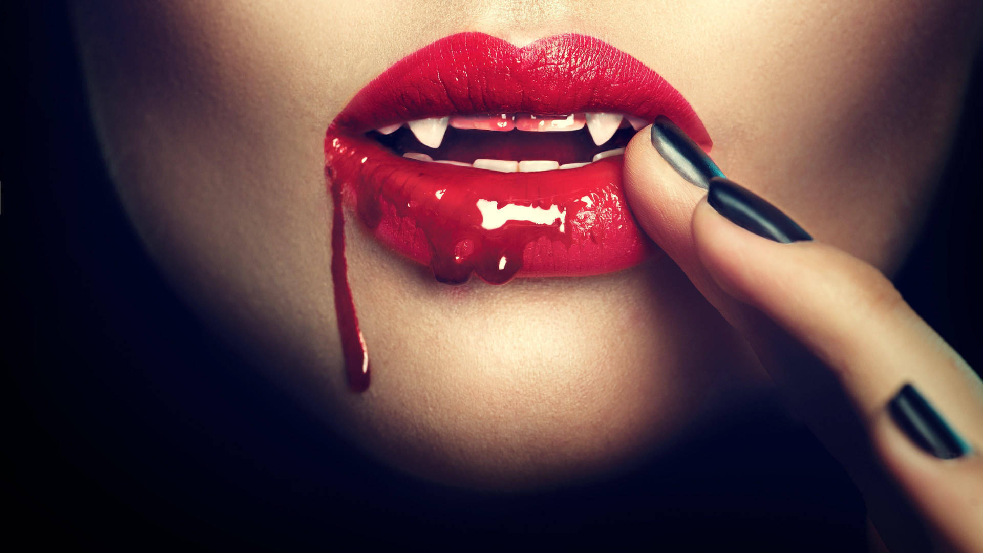 Bloody Vampire Lips Close-up