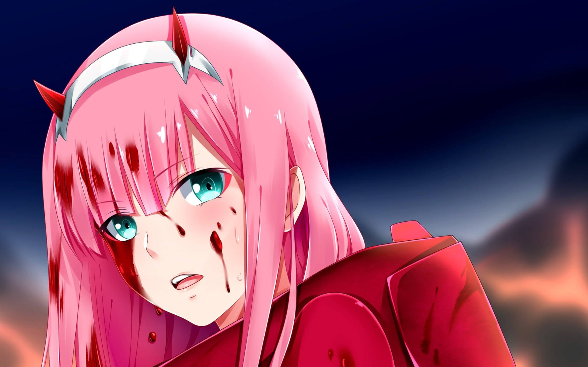 Zero Two with a Heart of Blood Wallpaper