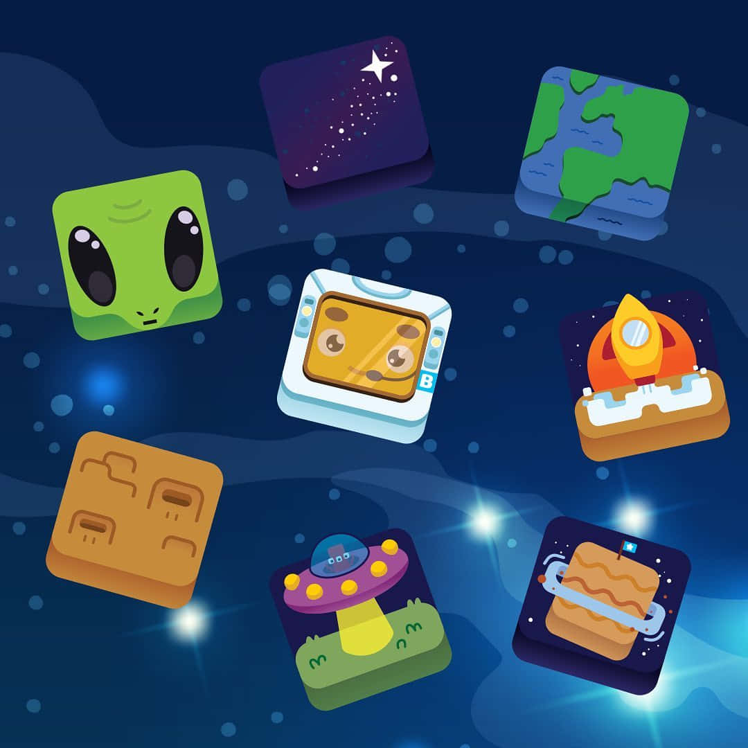 Blooket Space Themed Icons Wallpaper