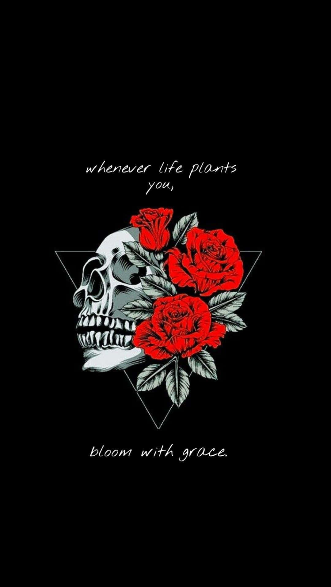 Bloom With Grace_ Skull And Roses Wallpaper