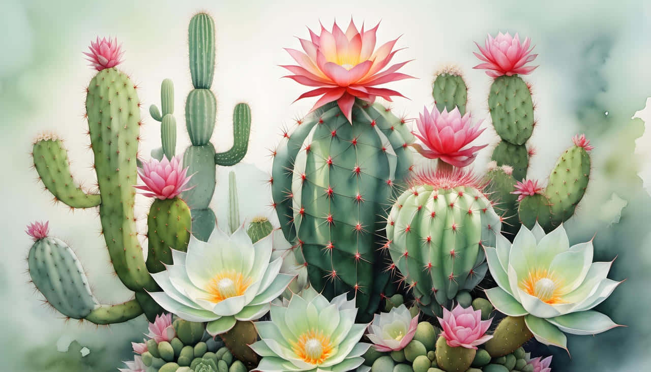 Blooming Cactus Collection.jpg Wallpaper