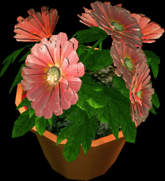 Blooming Flowersin Terracotta Pot PNG