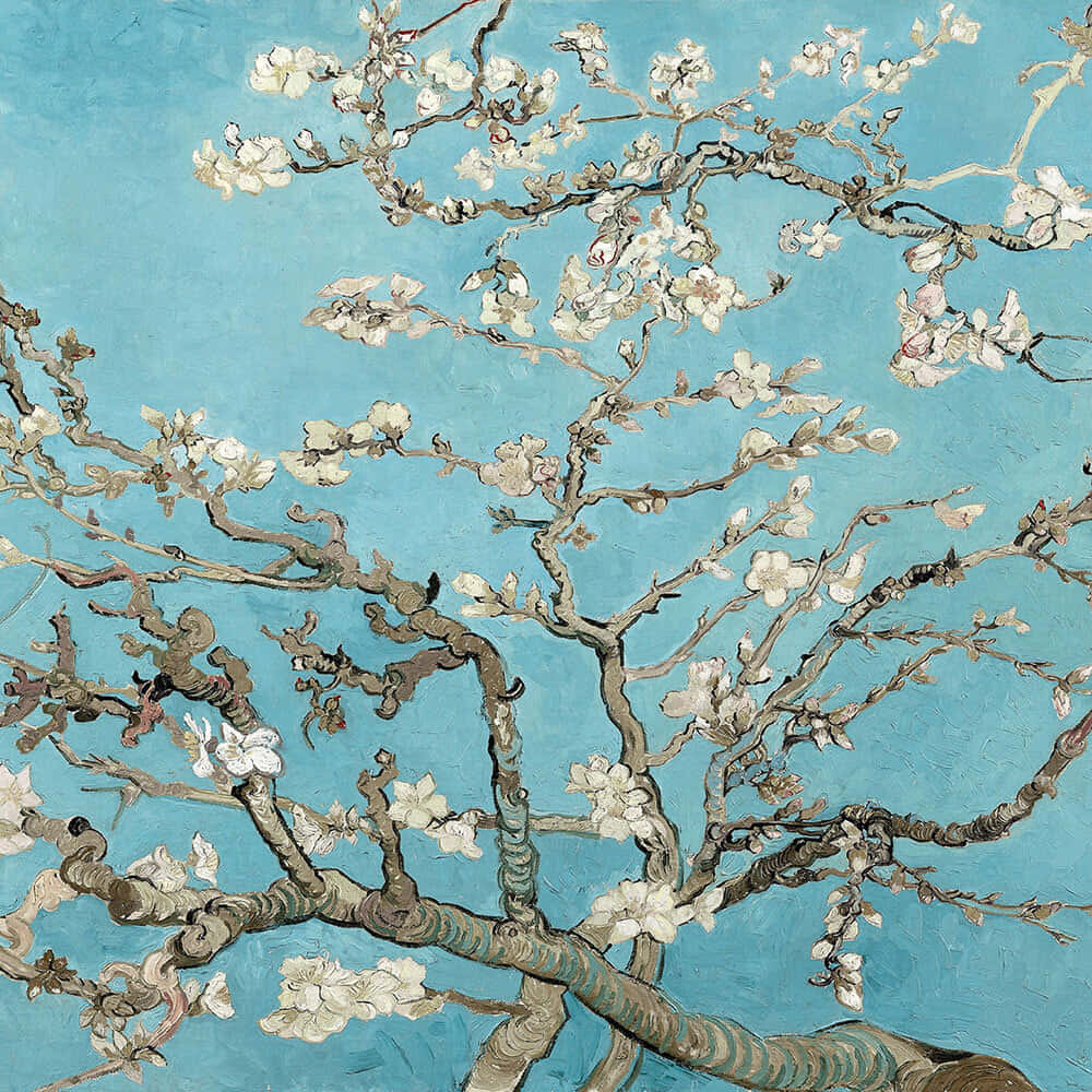 Blossoming_ Almond_ Tree_ Artwork Wallpaper
