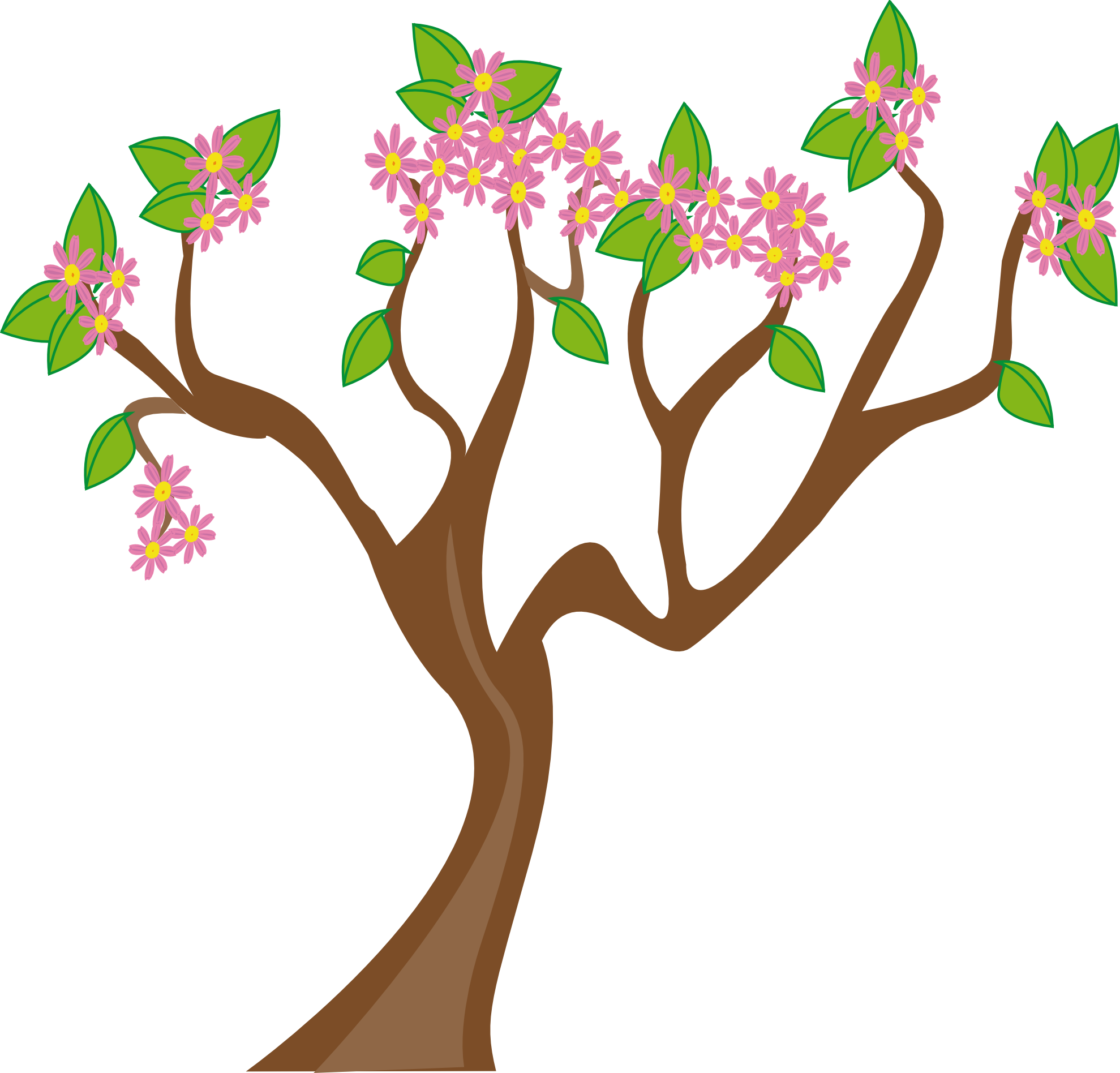 Blossoming Flower Tree Vector PNG