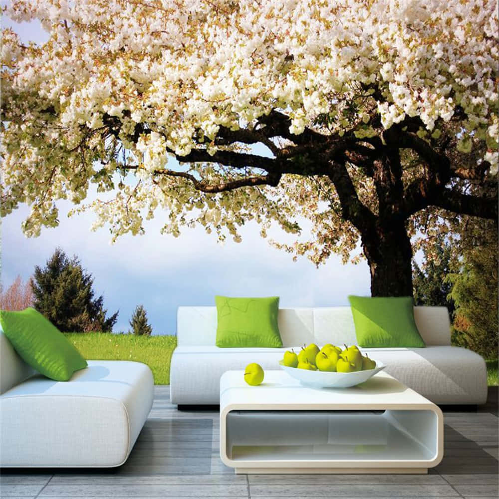 Blossoming Tree Muralin Living Room Wallpaper