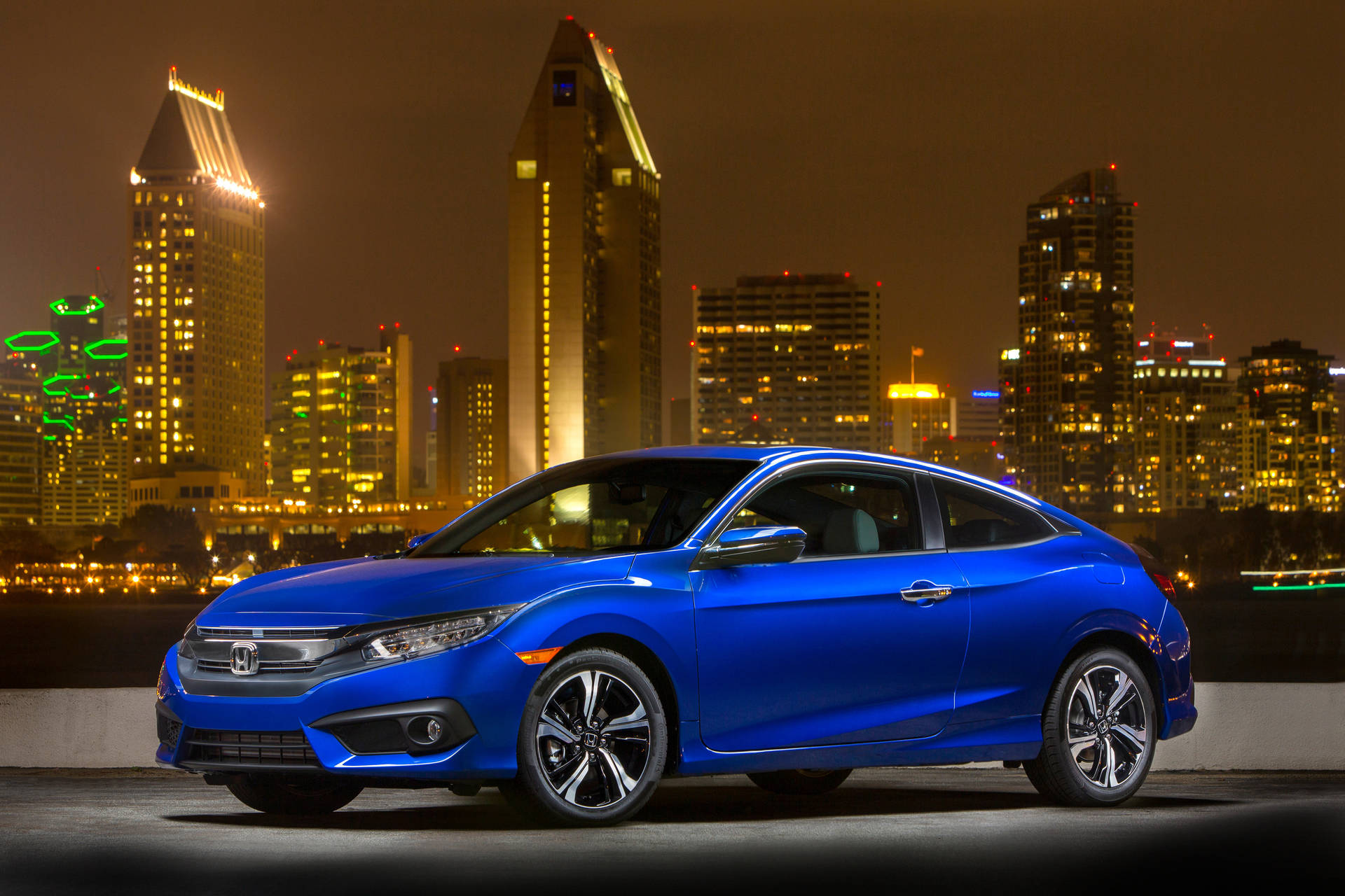 Blue 4k Honda Civic City Lights Wallpaper