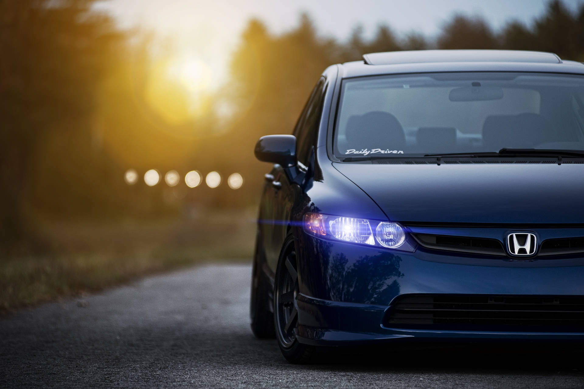 Blue 4k Honda Civic Close-up