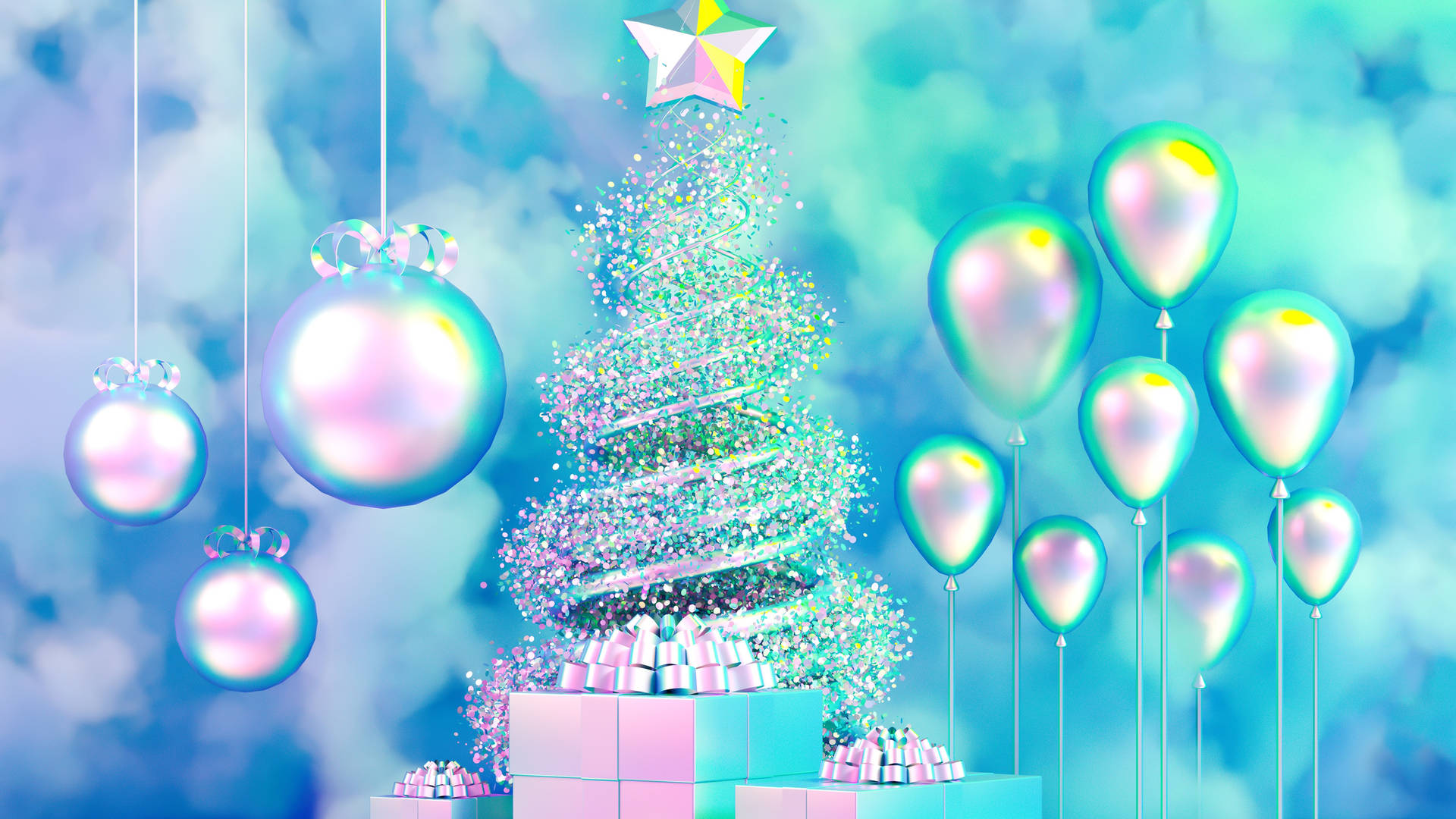 Blue 4K Ultra HD Christmas Tree Wallpaper