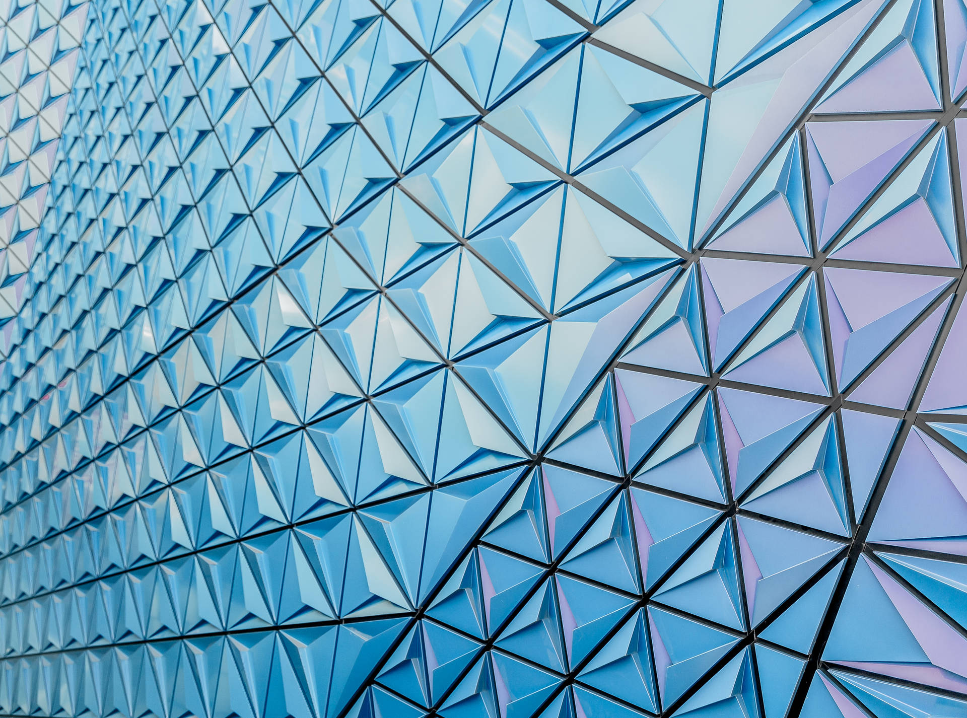 Blue Abstract Geometric Glass Wall