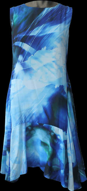 Blue Abstract Print Sleeveless Dress PNG