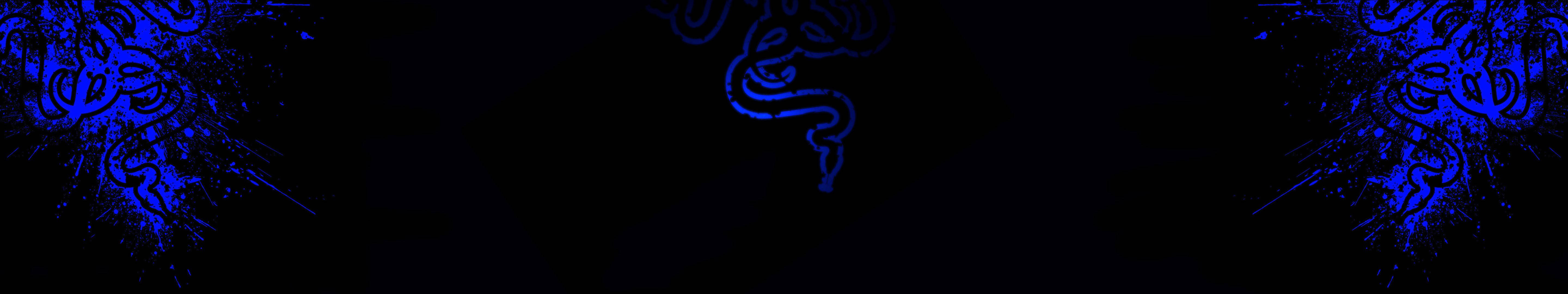 Blaueabstrakte Schlangen Auf Drei Bildschirmen Wallpaper