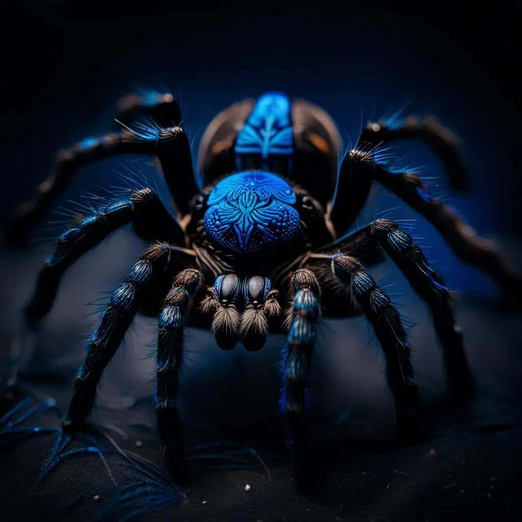 Blue Accented Tarantulain Darkness Wallpaper
