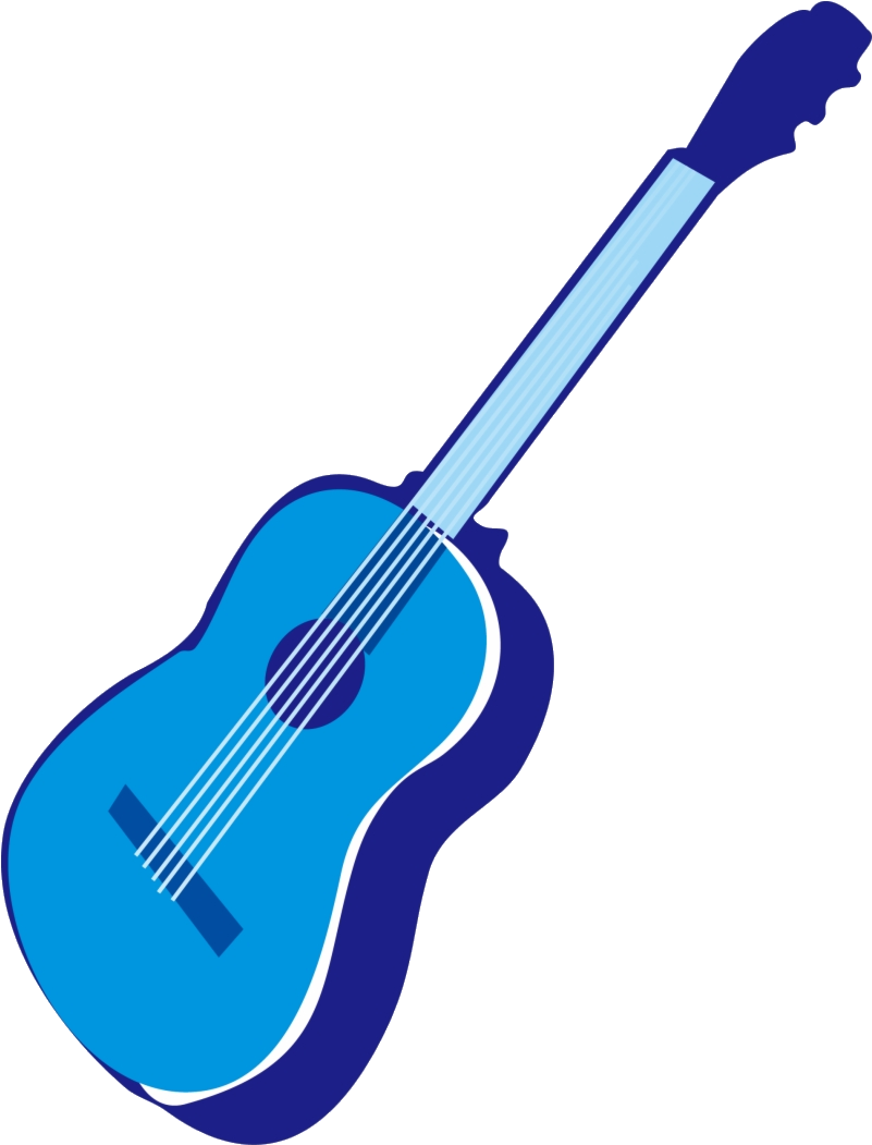 Blue Acoustic Guitar Illustration PNG