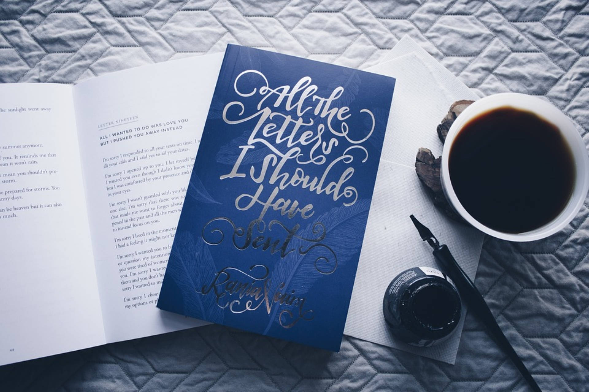 Blue Aesthetic Book And Coffee