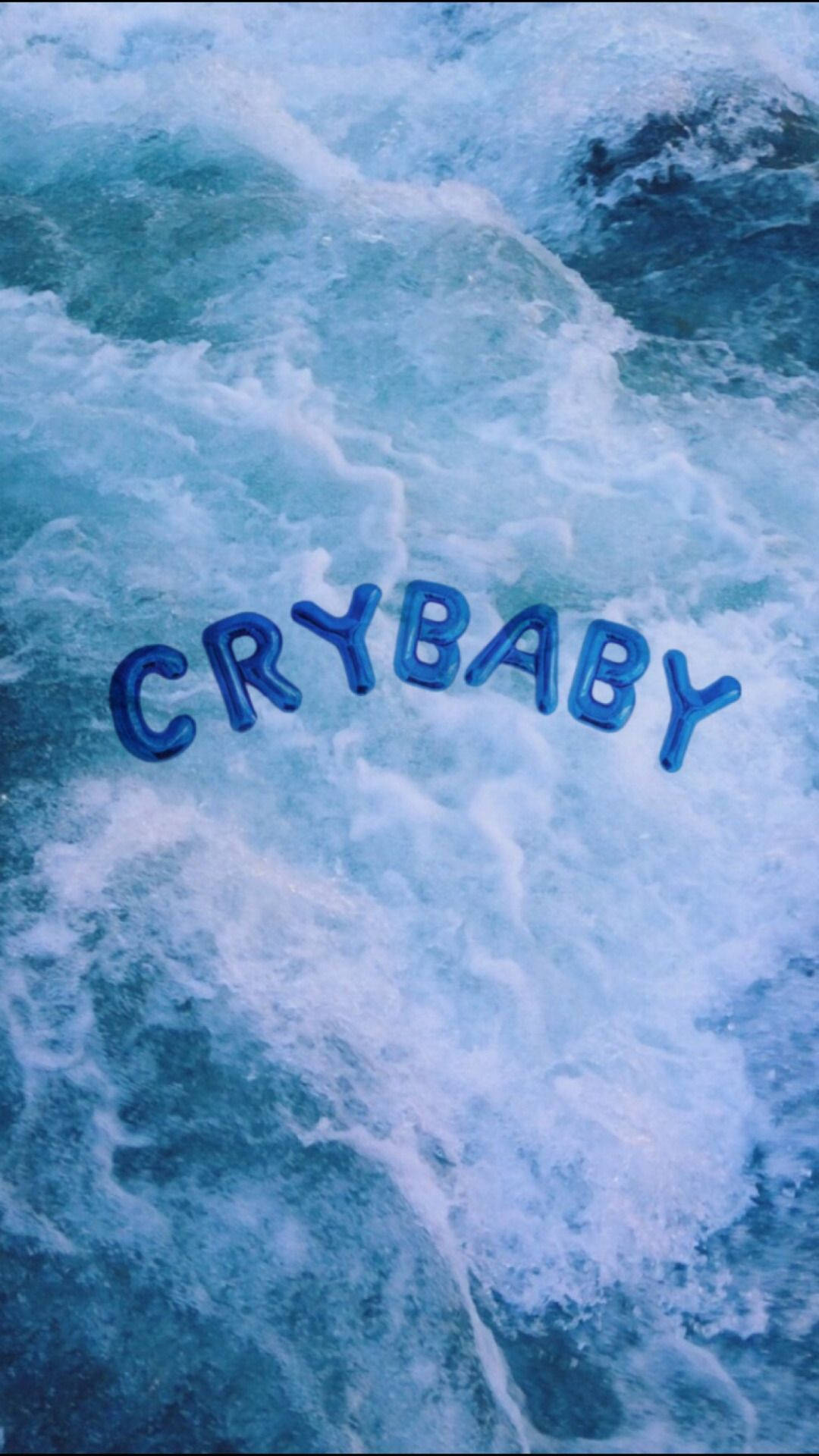 Blue Aesthetic Crybaby Letters On Ocean