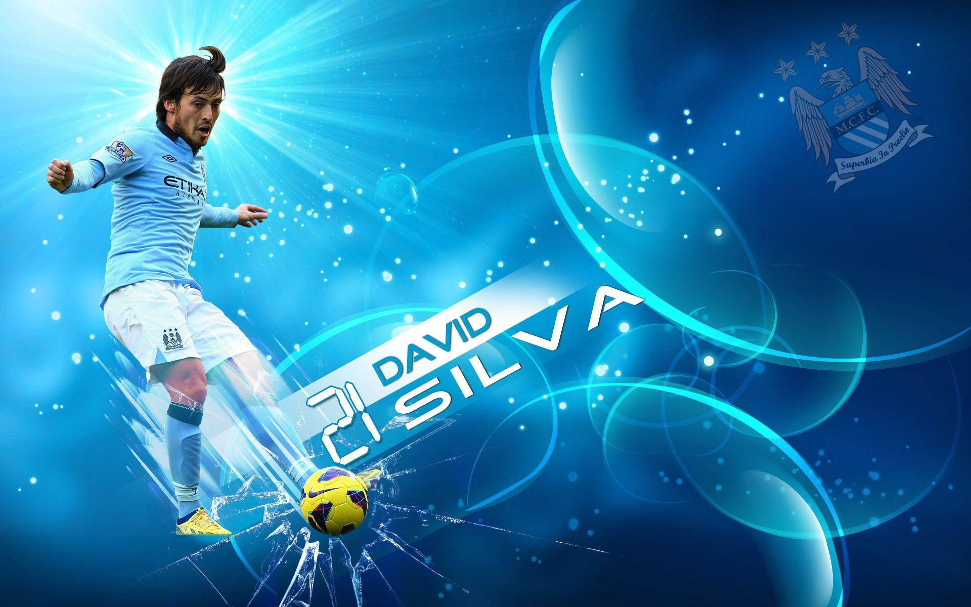Blue Aesthetic David Silva From Manchester City FC Wallpaper