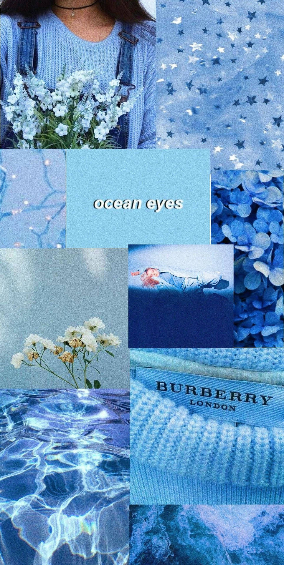 Blue Aesthetic Flowers Collage