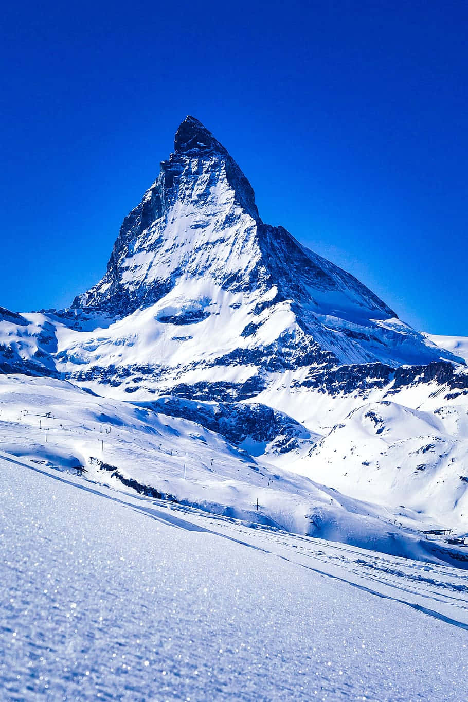 Blå Æstetisk Matterhorn Bjerg Nat Scene Wallpaper Wallpaper