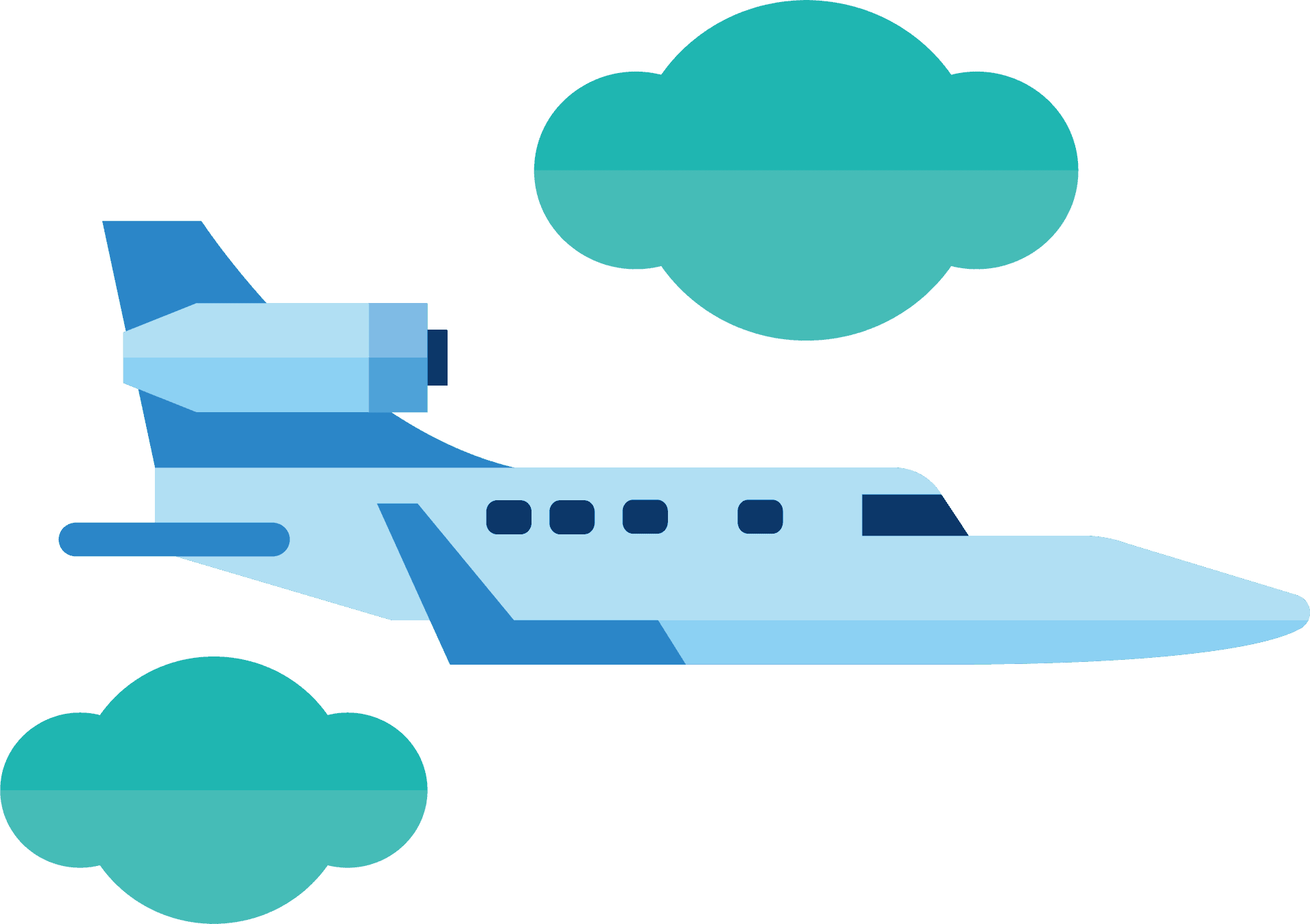 Blue Airplane Clouds Clipart PNG