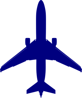 Blue Airplane Silhouette PNG