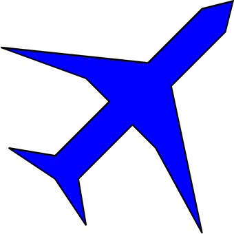 Blue Airplane Silhouette Graphic PNG