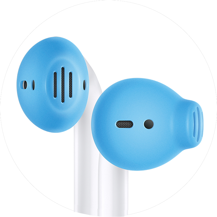 Blue Airpods Close Up PNG
