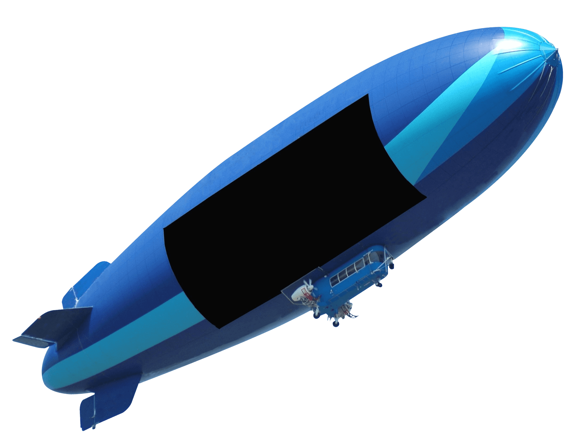 Blue Airship Against Sky PNG