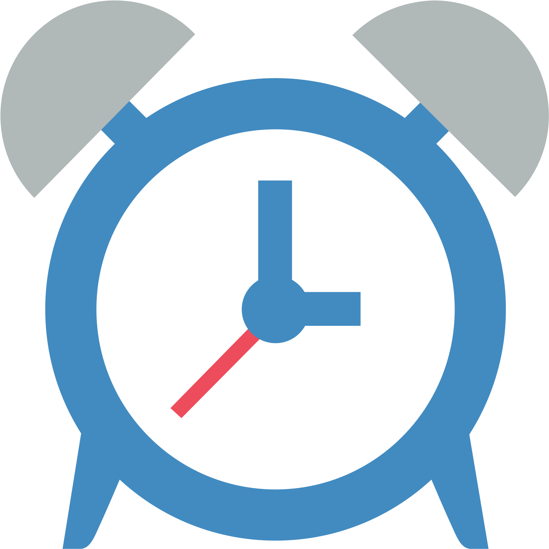 Blue Alarm Clock White Face PNG