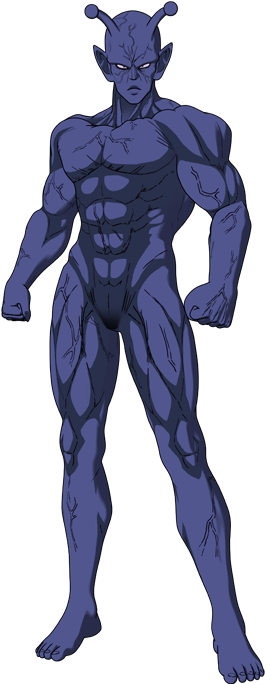 Blue Alien Muscular Stance PNG