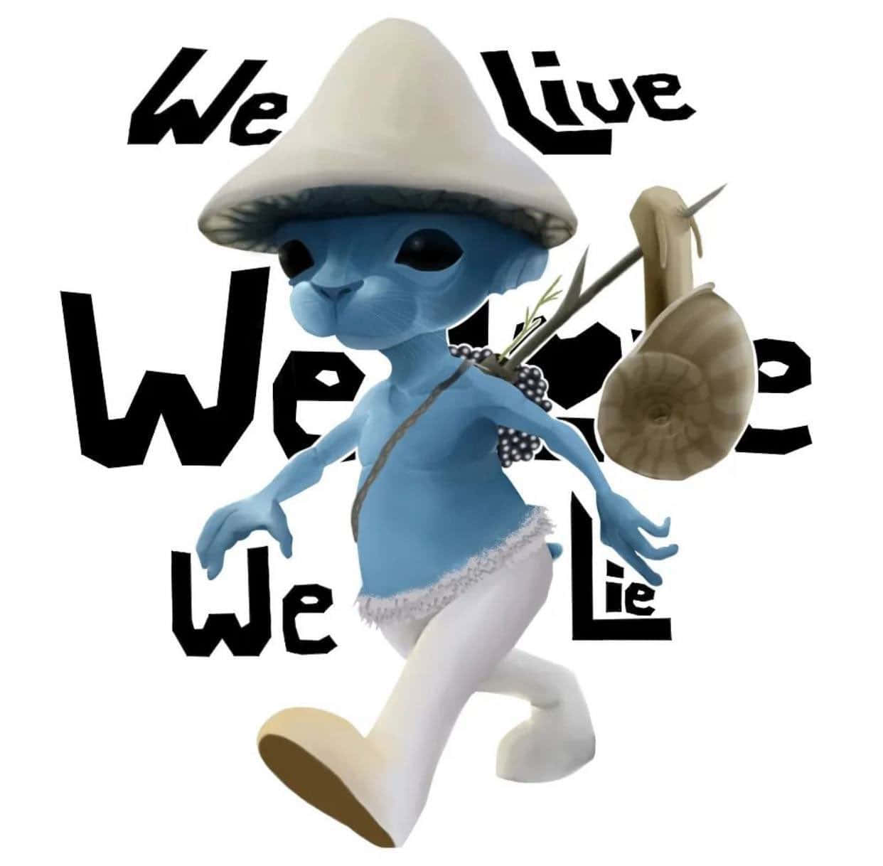 Blue Alien Smurf Hybrid Walking Wallpaper