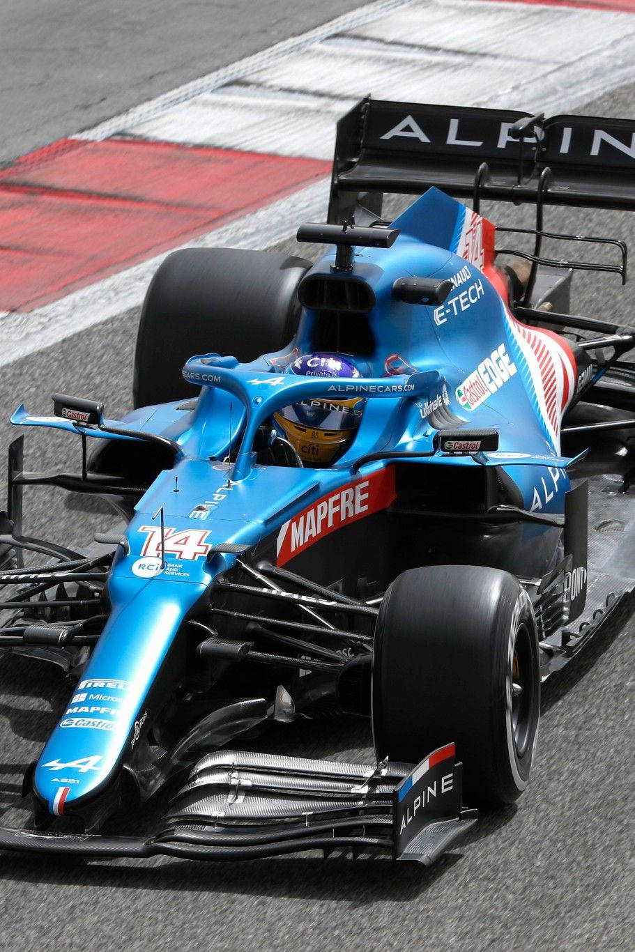 Blue Alpine Car On Racetrack Wallpaper