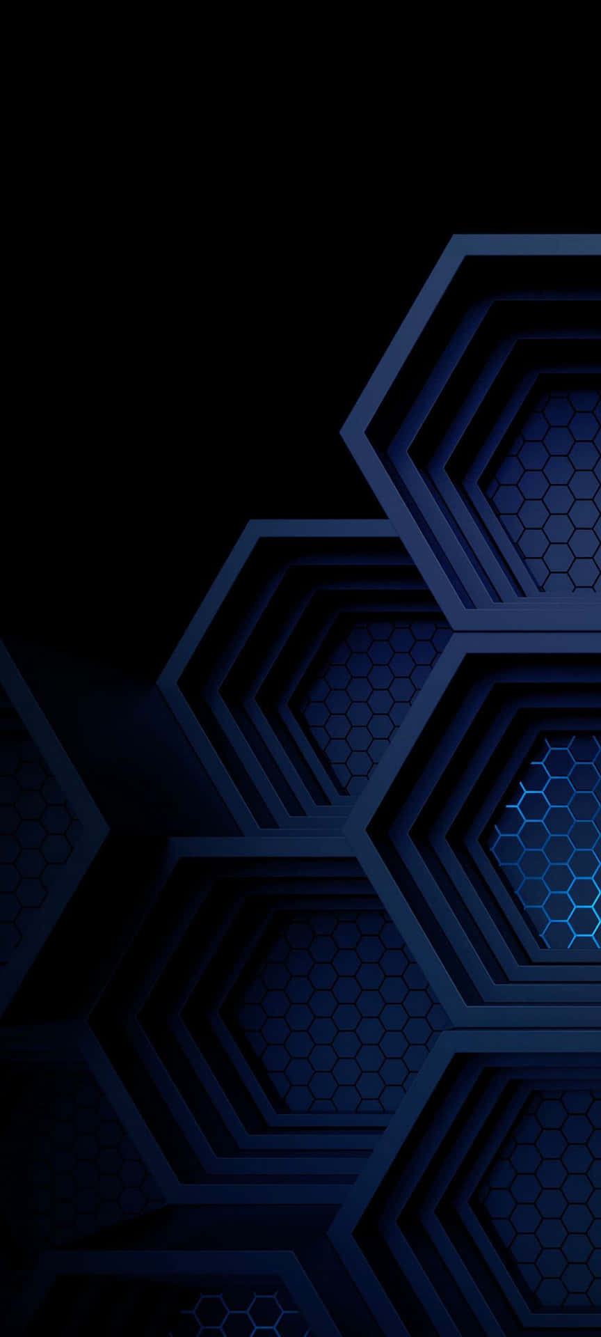 Blue Hexagonal Background With Blue Lights Wallpaper
