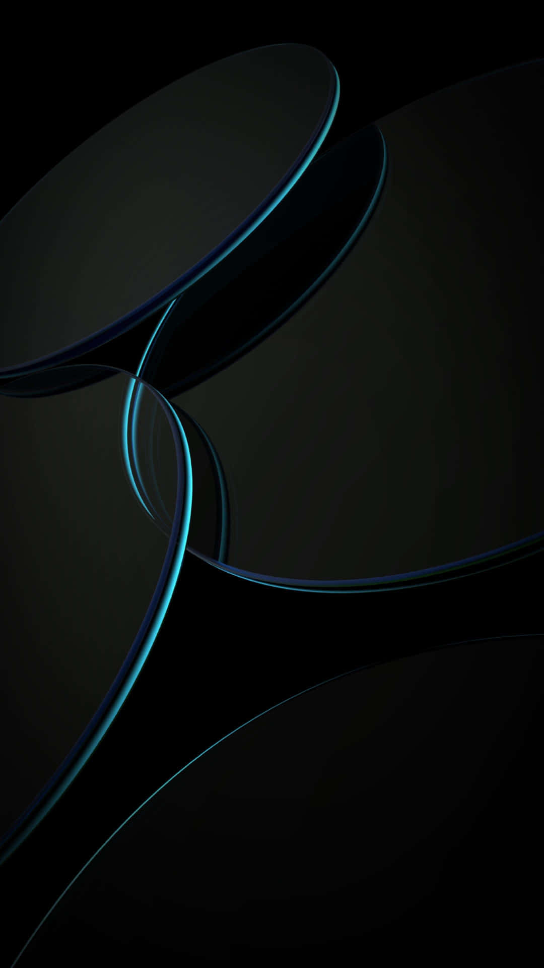 Black Circles With Blue Amoled Outline Wallpaper
