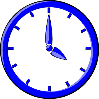 Blue Analog Clock Illustration PNG