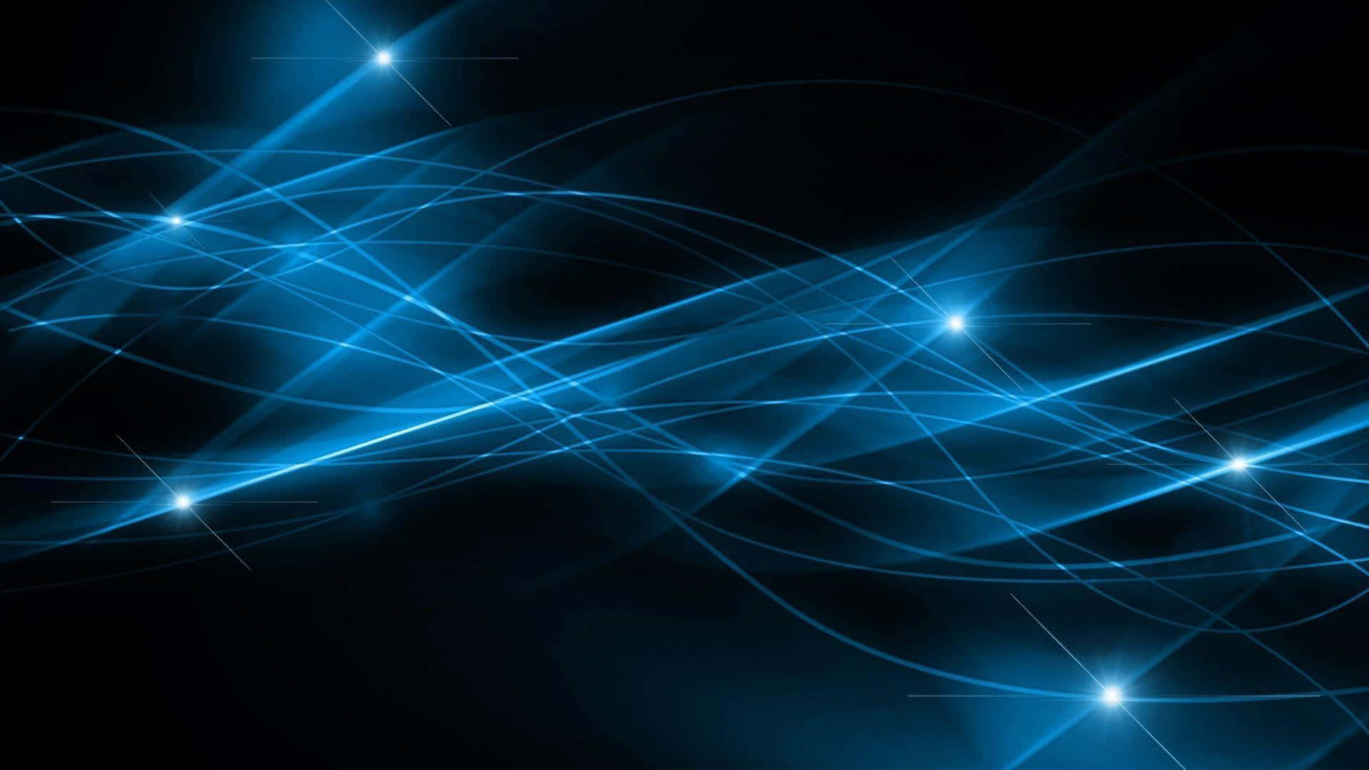 Abstract Wave Lights Blue And Black Background