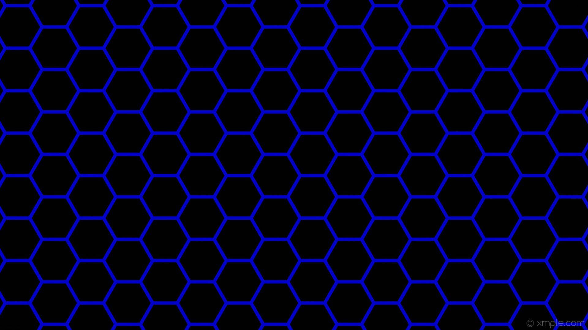Blue and Black Hexagonal Pattern Wallpaper