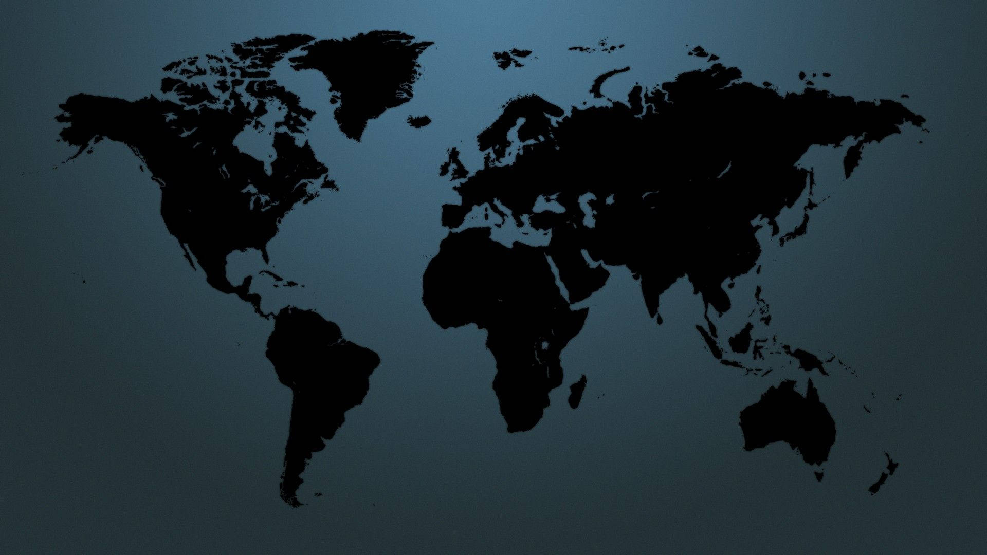 Blue And Black Minimalist World Map
