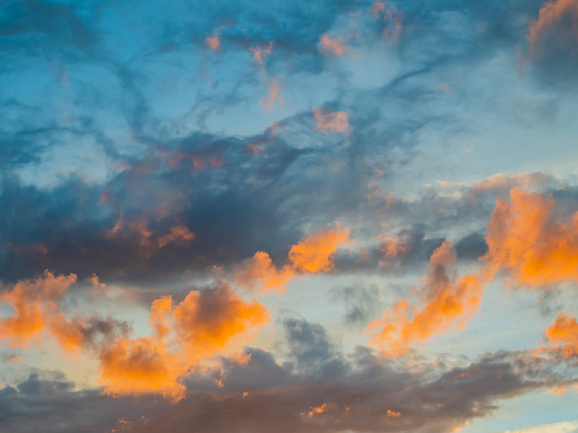 Blue And Bright Orange Cloud Aesthetic Background