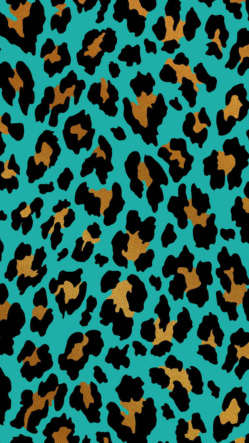 Estampadode Leopardo Lindo En Azul Y Marrón. Fondo de pantalla