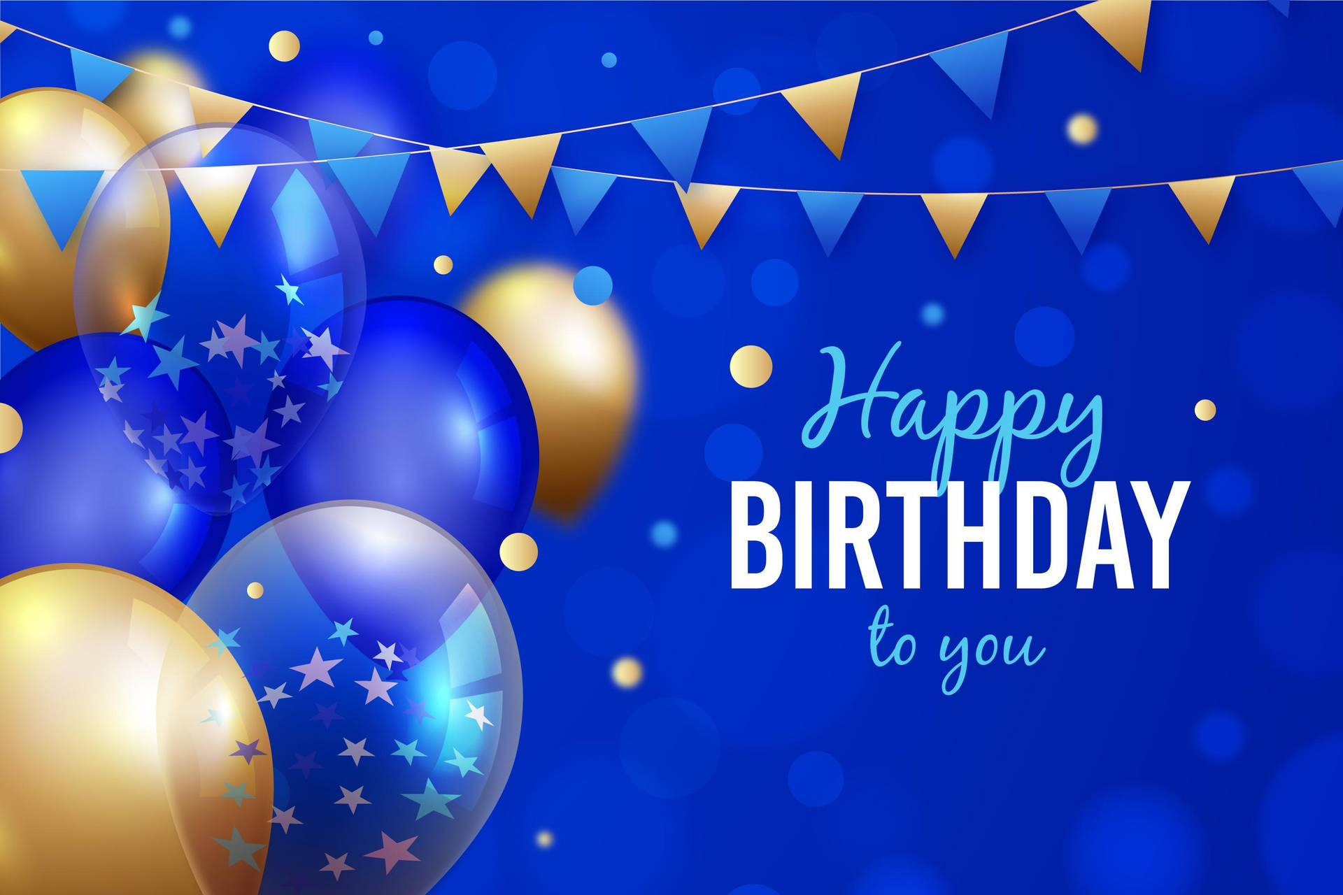 Splendid Blue and Gold Birthday Party Background Wallpaper