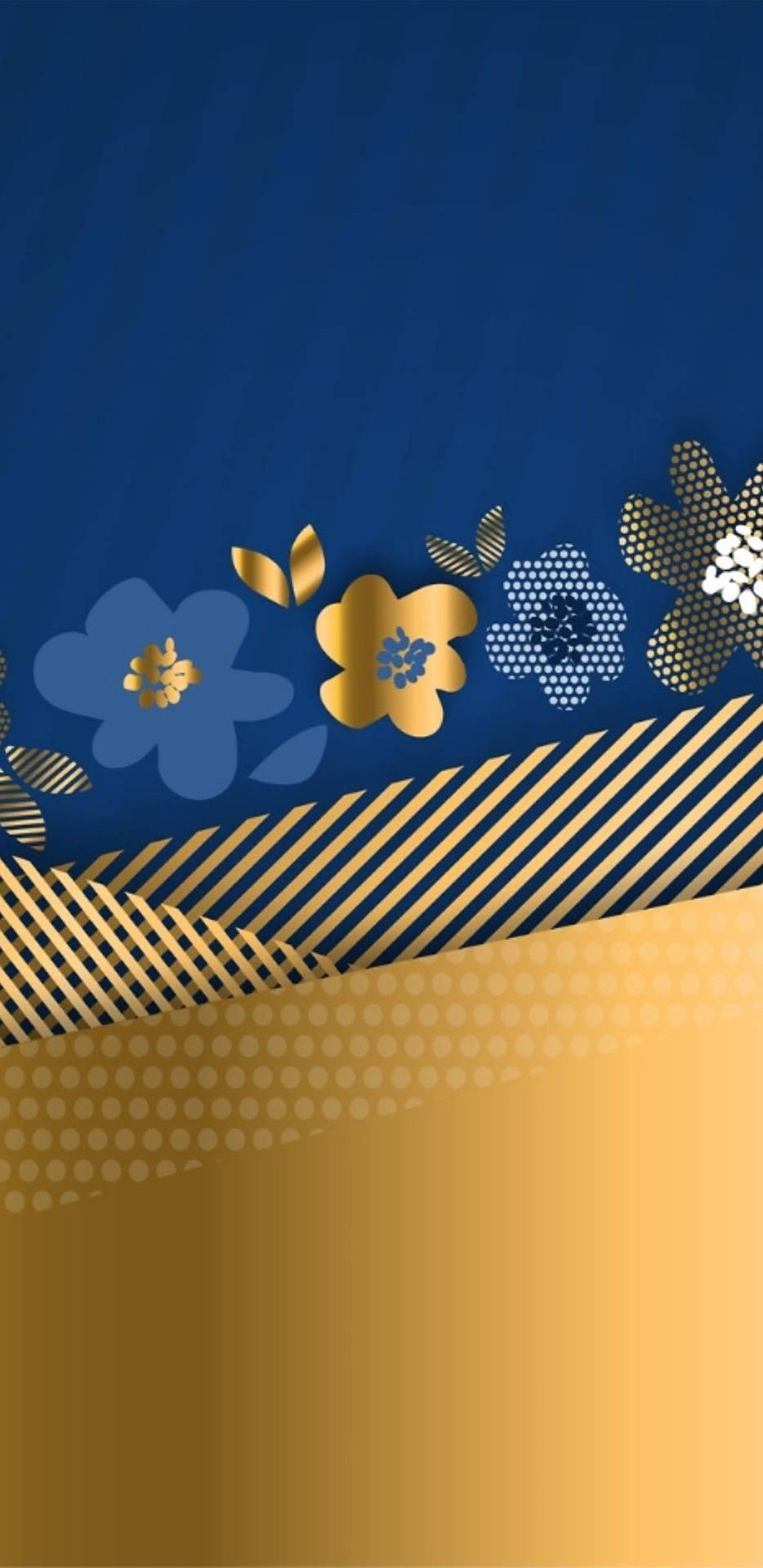 Blaueund Goldene Blumen Wallpaper