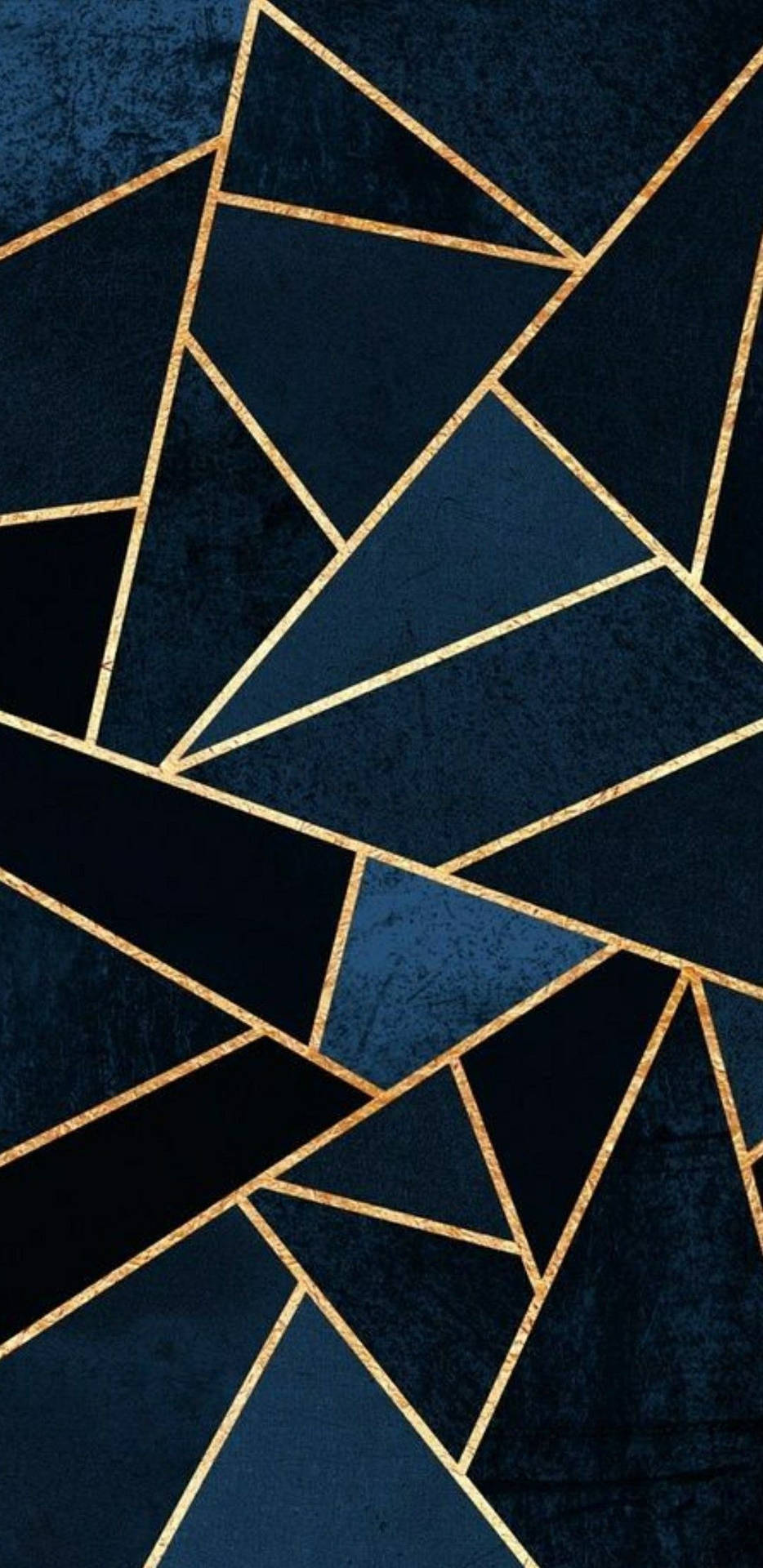 Blå Og Guld Geometrisk Kunst Wallpaper