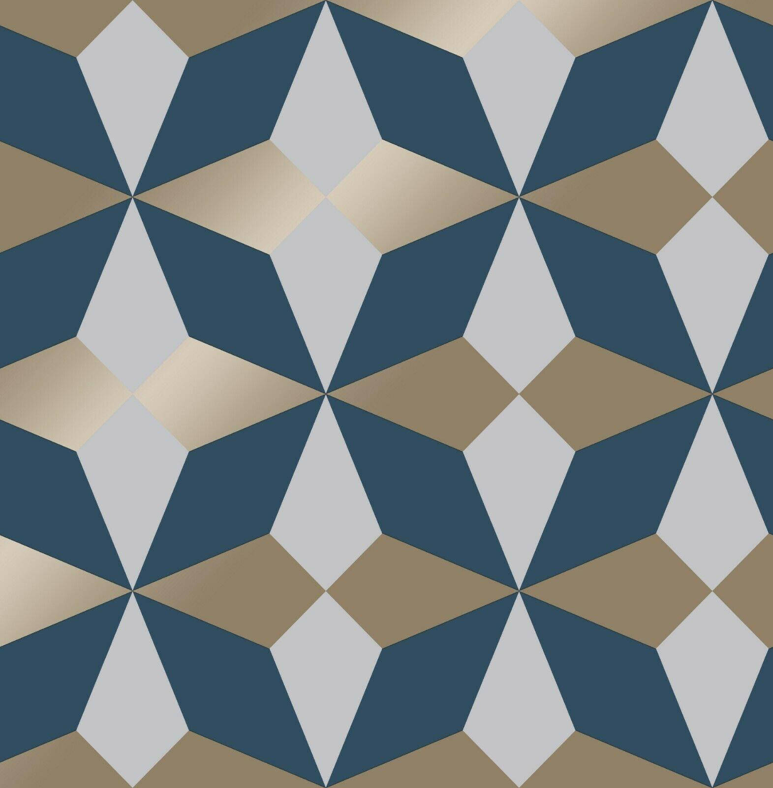 Blå Og Guld Mønstre Wallpaper