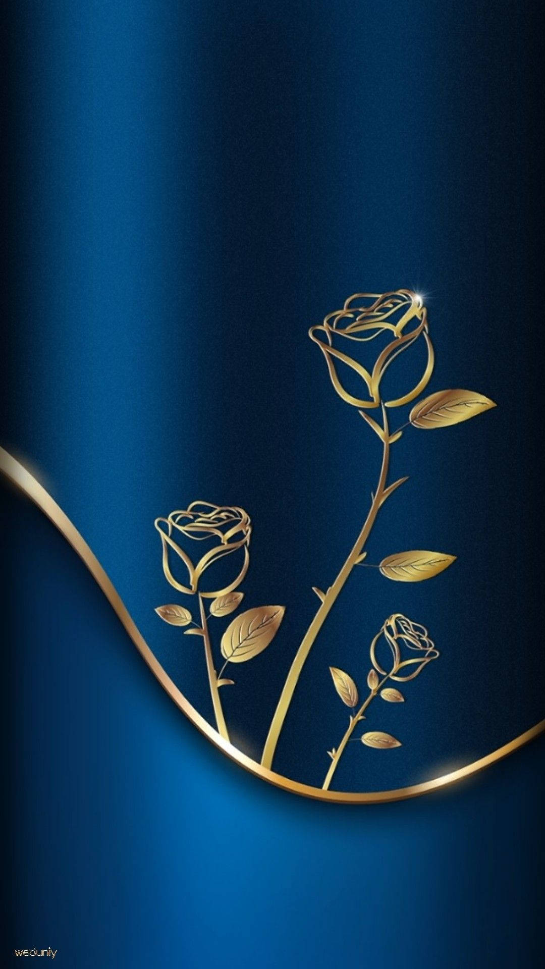 Blå og guld rose metallic tapet Wallpaper