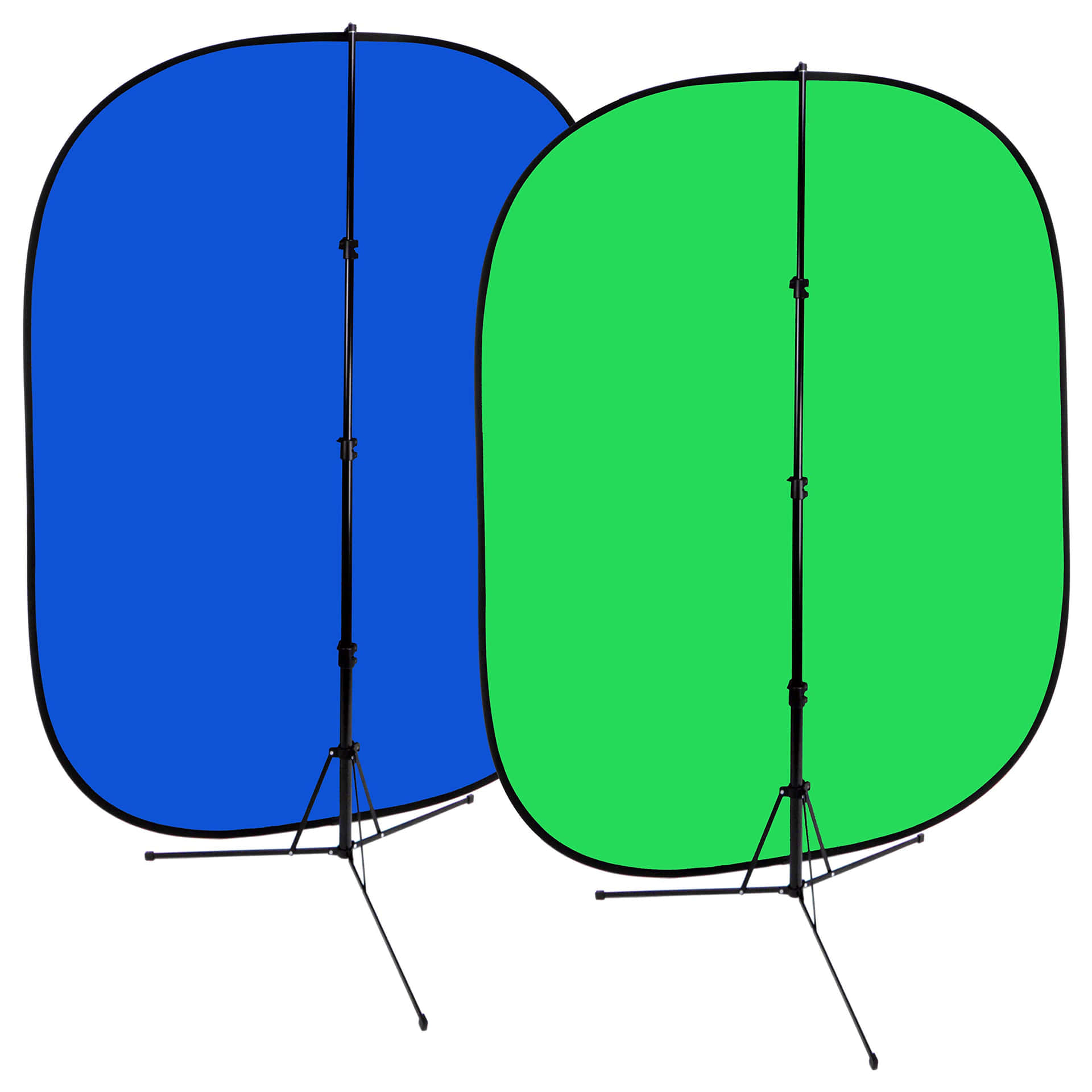 Two Green And Blue Backdrops On A Tripod