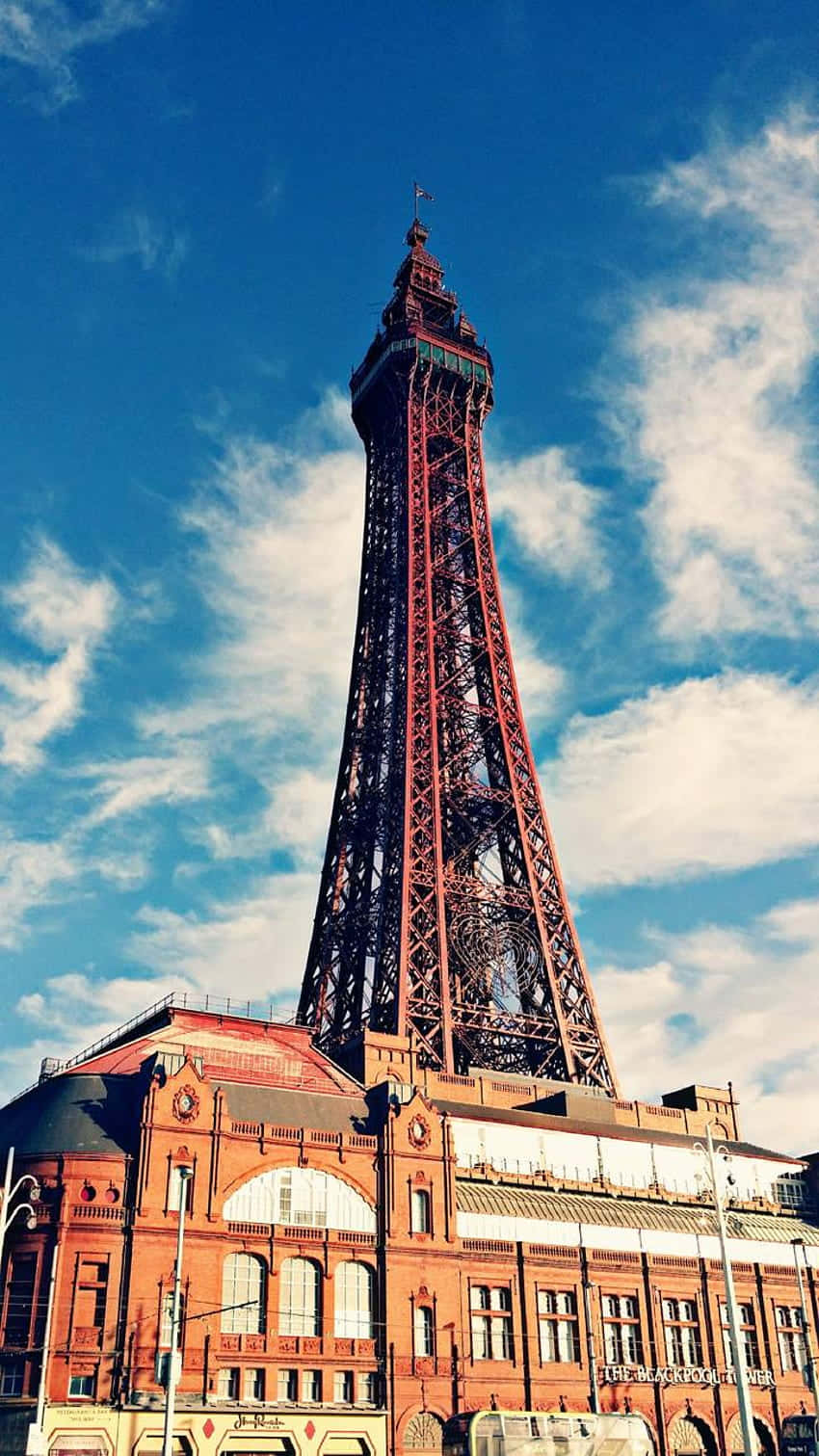 Majestic Blackpool Tower Against a Stunning Sunset Wallpaper