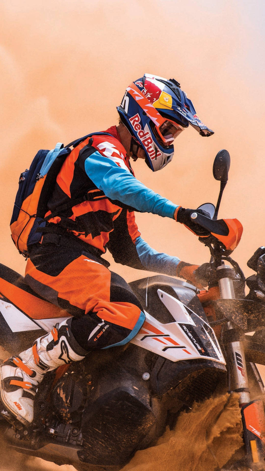 Blå og Orange Rider KTM iPhone Wallpaper