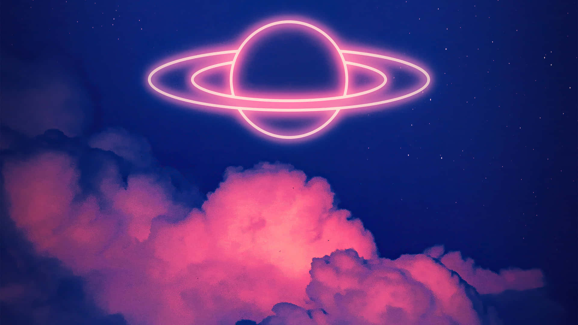 Lys op den nattelige himmel med blå og pink æstetiske neonlamper Wallpaper