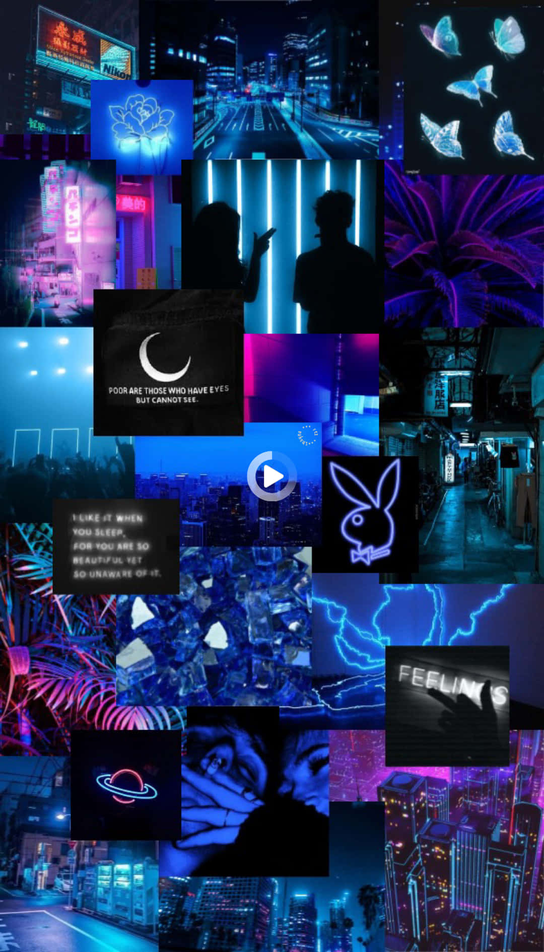 Blue And Pink Aesthetic Neon Lights Assorted Wallpaper