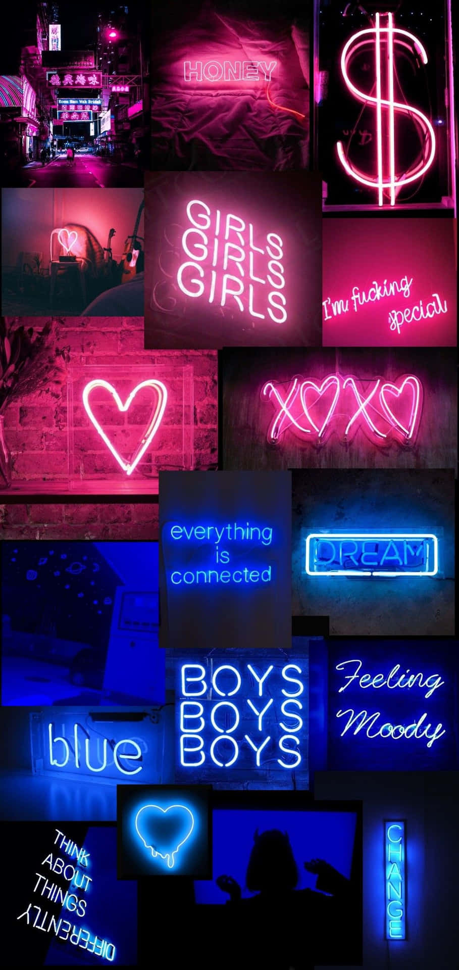 Blue And Pink Aesthetic Neon Signs Wallpaper